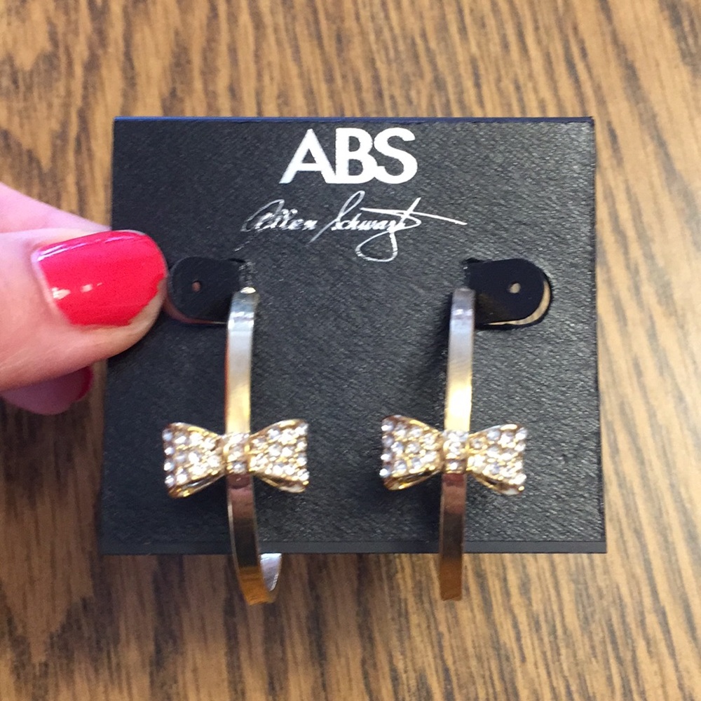 ABS Allen Schwartz gold hoops with pave bows